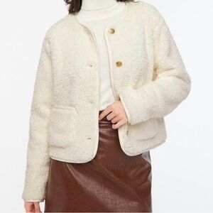 NWOT J.CREW IVORY SHERPA TEDDY LADY JACKET, XS